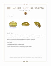 6.30 Ct. Yellow Cabochon Chrysoberyl from Ceylon (Sri Lanka) Appraisal