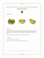 4.25 Ct. Greenish Yellow Zircon from Ceylon (Sri Lanka) Appraisal