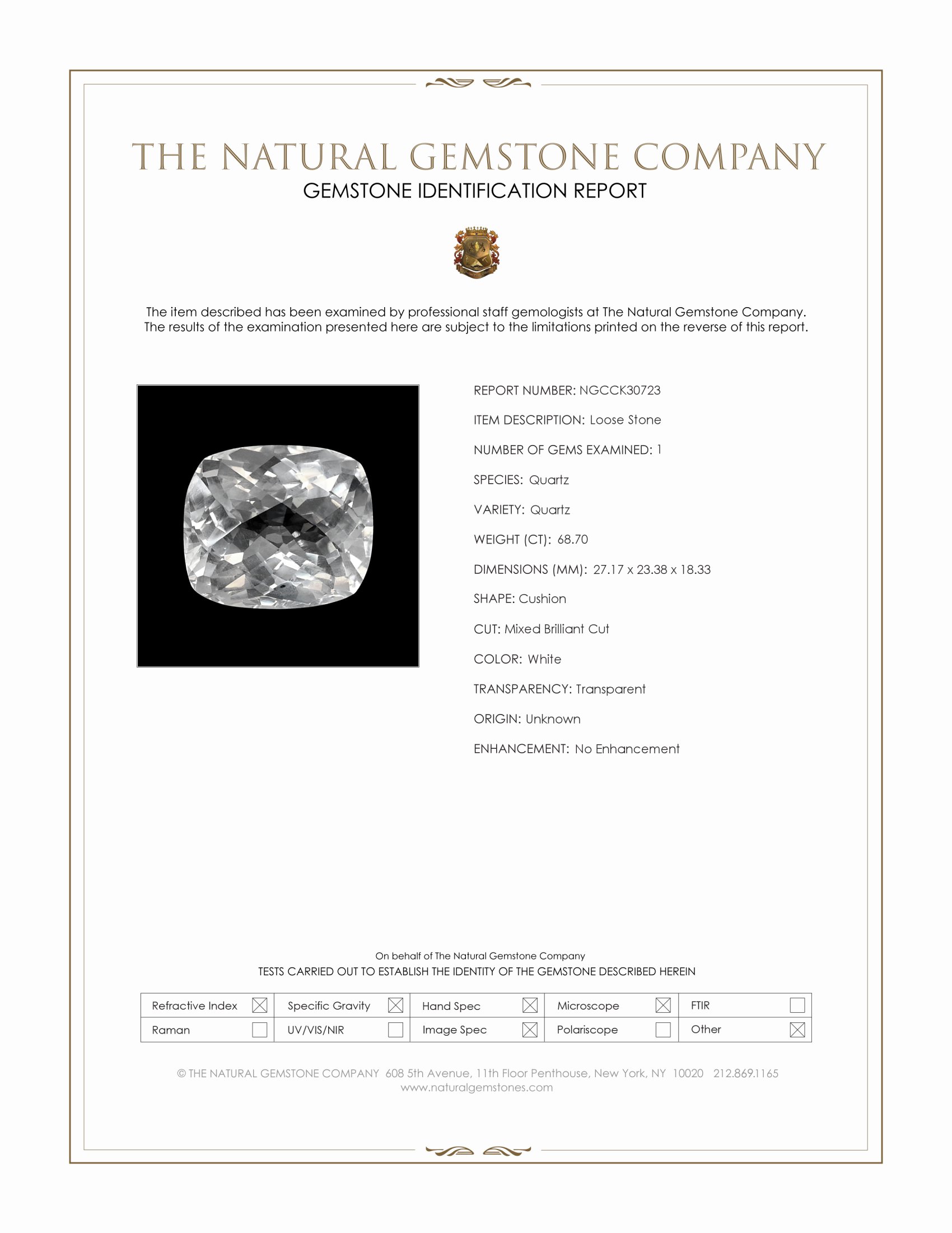 68.70 Ct. White Quartz
