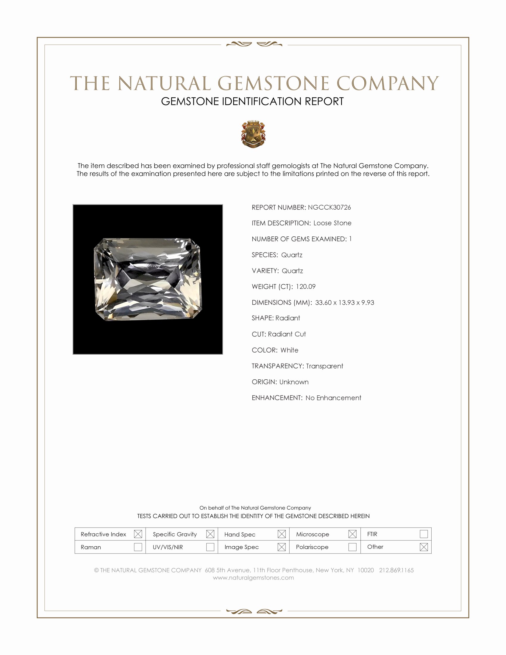 120.09 Ct. White Quartz