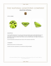 1.36 Ct. Green (Lime Green) Peridot from Burma (Myanmar) Appraisal
