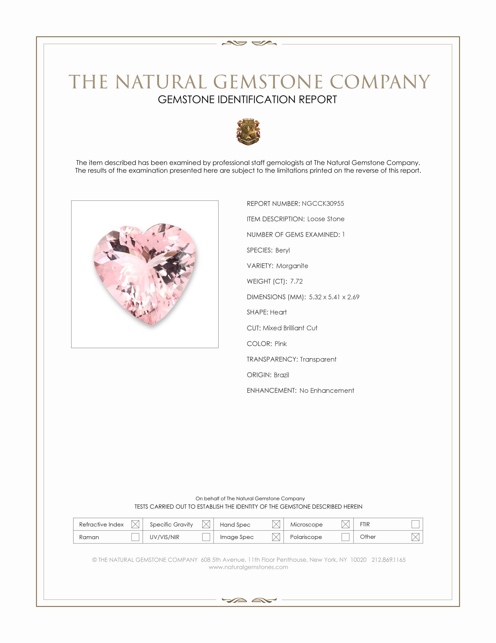 7.72 Ct. Pink Morganite from Brazil