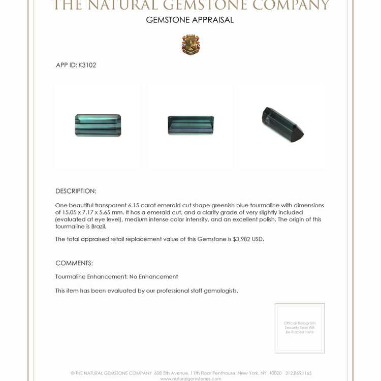 6.15 Ct. Tourmaline from Brazil