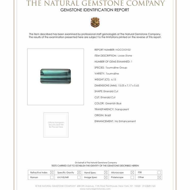 6.15 Ct. Tourmaline from Brazil