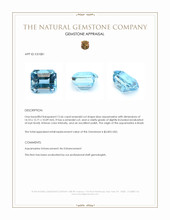 12.66 Ct. Blue Aquamarine from Brazil Appraisal