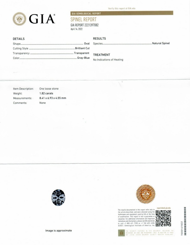 1.82 Ct. Spinel from Burma (Myanmar)