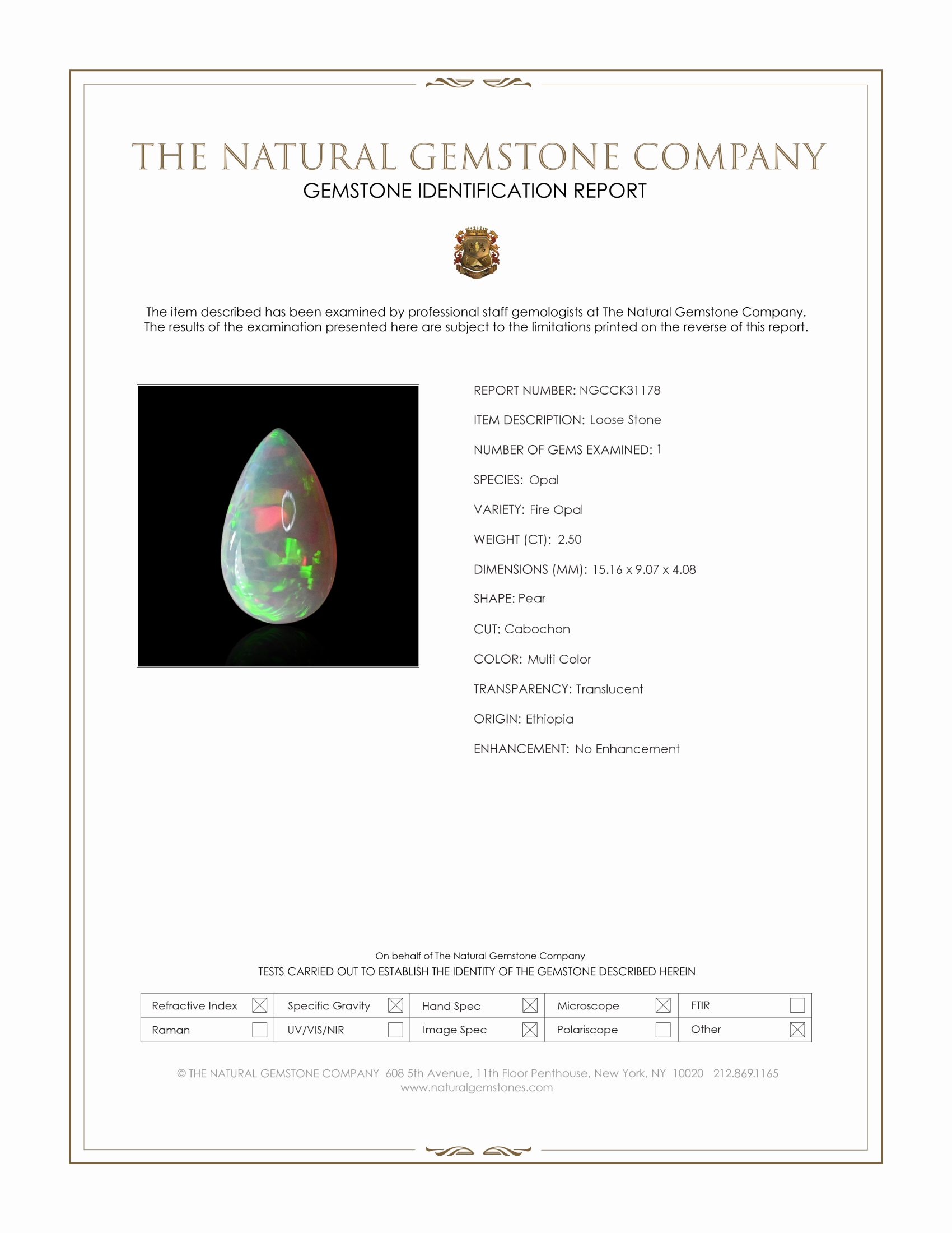 2.50 Ct. Multi Color Cabochon Fire Opal (Flame Opal) from Ethiopia