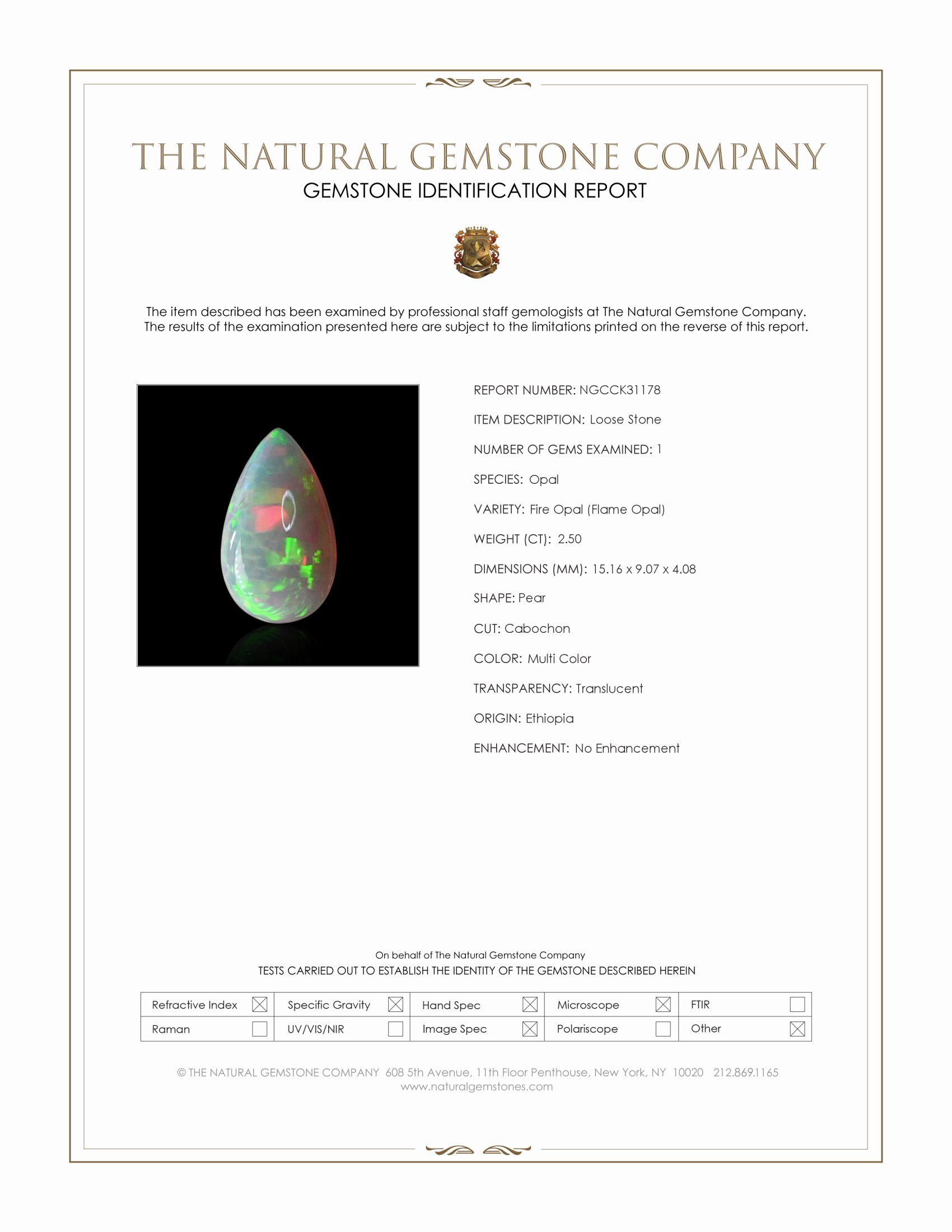 2.50 Ct. Multi Color Cabochon Fire Opal (Flame Opal) from Ethiopia