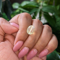 7.18 Ct. Yellowish Green Cabochon Chrysoberyl from Ceylon (Sri Lanka) Life Style