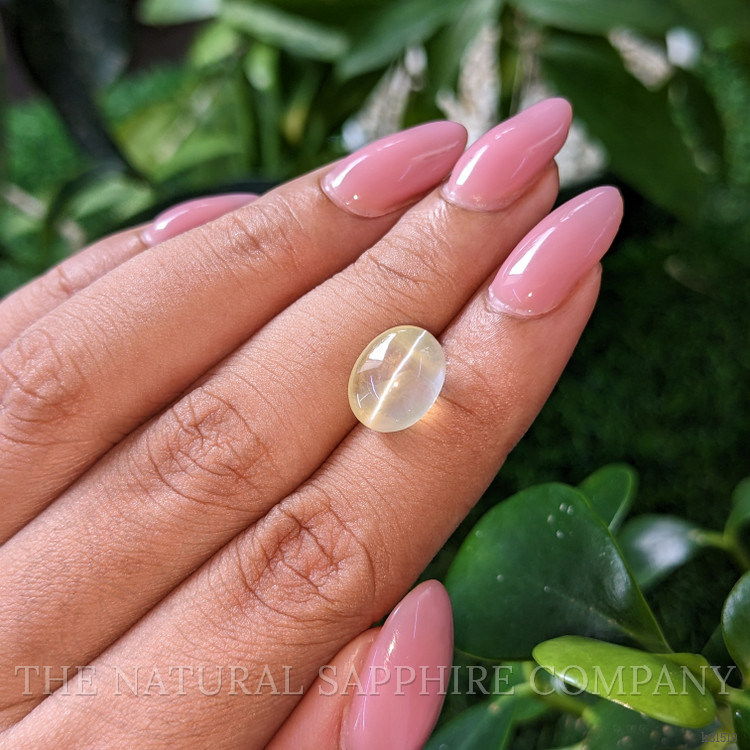 7.18 Ct. Yellowish Green Cabochon Chrysoberyl from Ceylon (Sri Lanka)