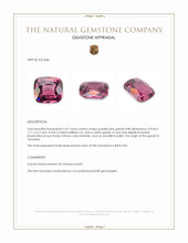 2.47 Ct. Purplish Pink Garnet from Tanzania Appraisal