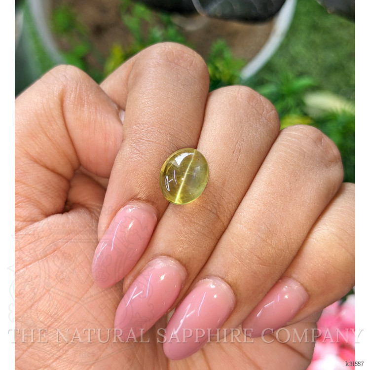 6.63 Ct. Yellowish Green Cabochon Chrysoberyl from Tanzania
