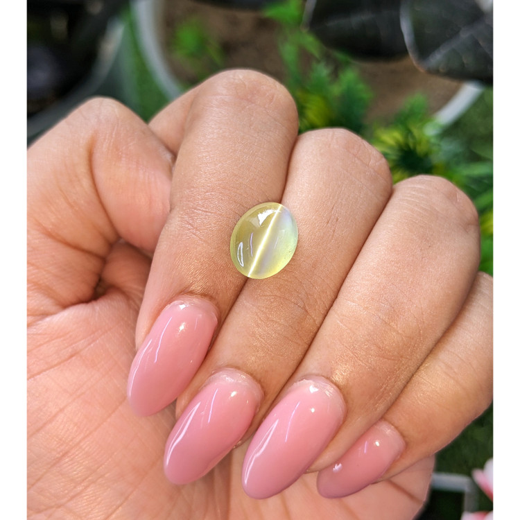5.20 Ct. Yellowish Green Cabochon Chrysoberyl from Tanzania