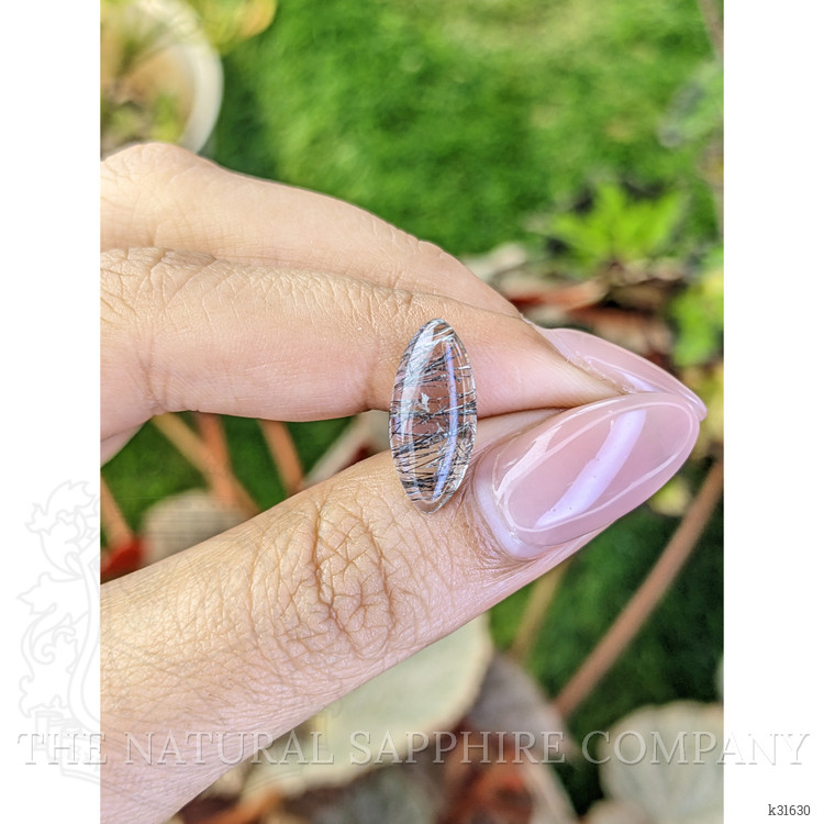 3.36 Ct. White Cabochon Rutilated Quartz from Ceylon (Sri Lanka)