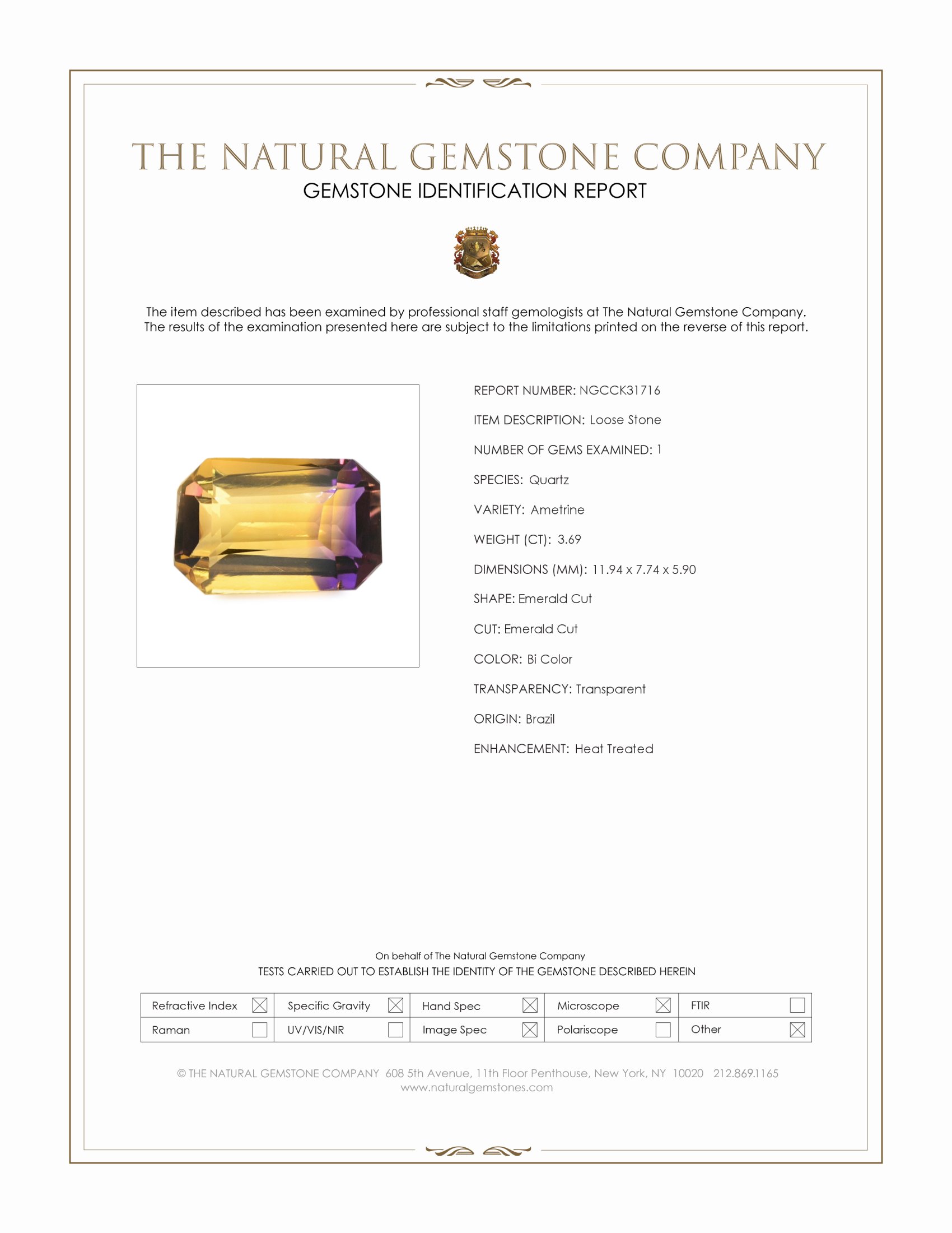 3.69 Ct. Bi Color Ametrine from Brazil