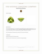1.37 Ct. Yellowish Green Peridot from Pakistan Appraisal