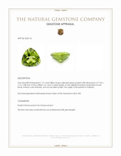1.27 Ct. Yellowish Green Peridot from Pakistan Appraisal