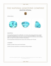 4.79 Ct. Greenish Blue Paraiba Tourmaline from Mozambique Appraisal