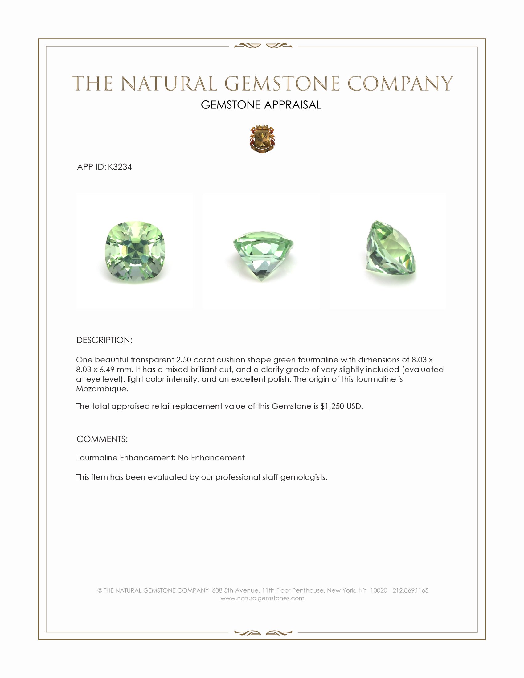 2.50 Ct. Tourmaline from Mozambique