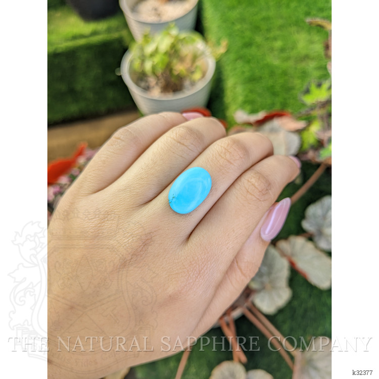 13.39 Ct. Blue Cabochon Turquoise from Persia(Iran)