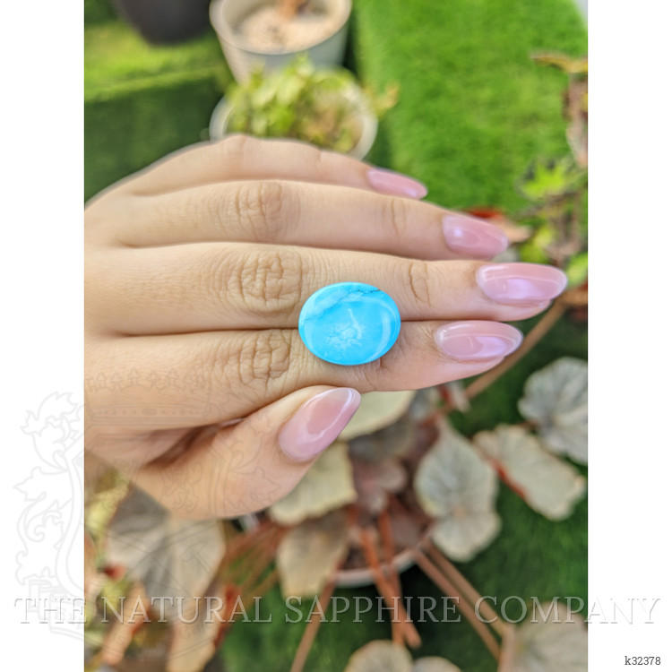 15.94 Ct. Greenish Blue Cabochon Turquoise from Persia(Iran)