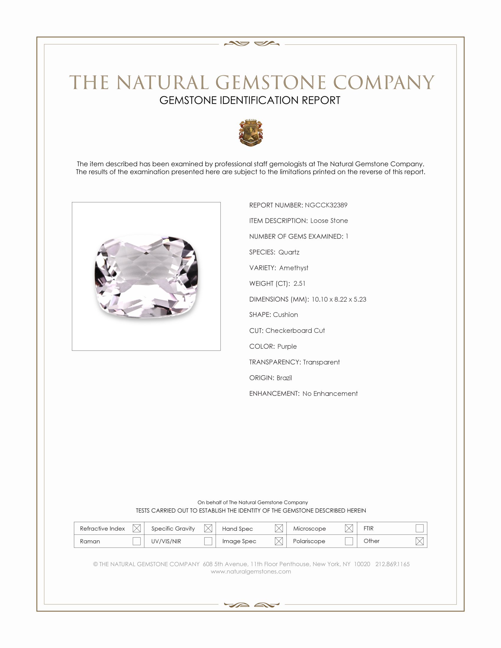 2.51 Ct. Purple Amethyst from Brazil