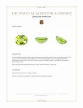 2.06 Ct. Green (Lime Green) Peridot from Burma (Myanmar) Appraisal