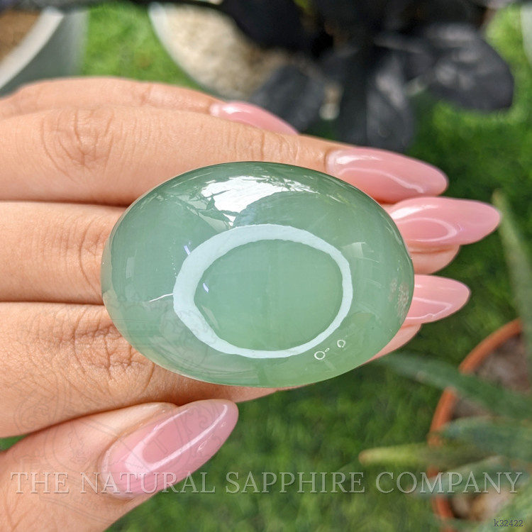 228.07 Ct. Green Cabochon Cat’s Eye Beryl from Ceylon (Sri Lanka)