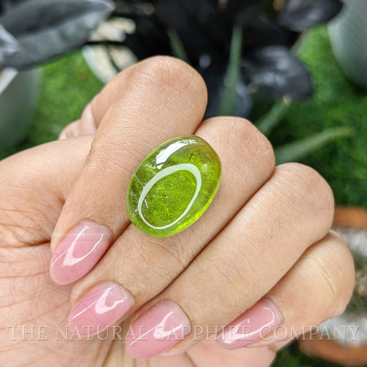 22.00 Ct. Green (Lime Green) Cabochon Peridot from Madagascar