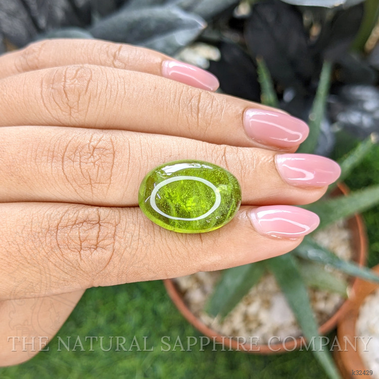 22.00 Ct. Green (Lime Green) Cabochon Peridot from Madagascar