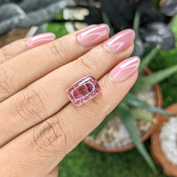 6.46 Ct. Reddish Pink Cabochon Rubellite Tourmaline from Madagascar