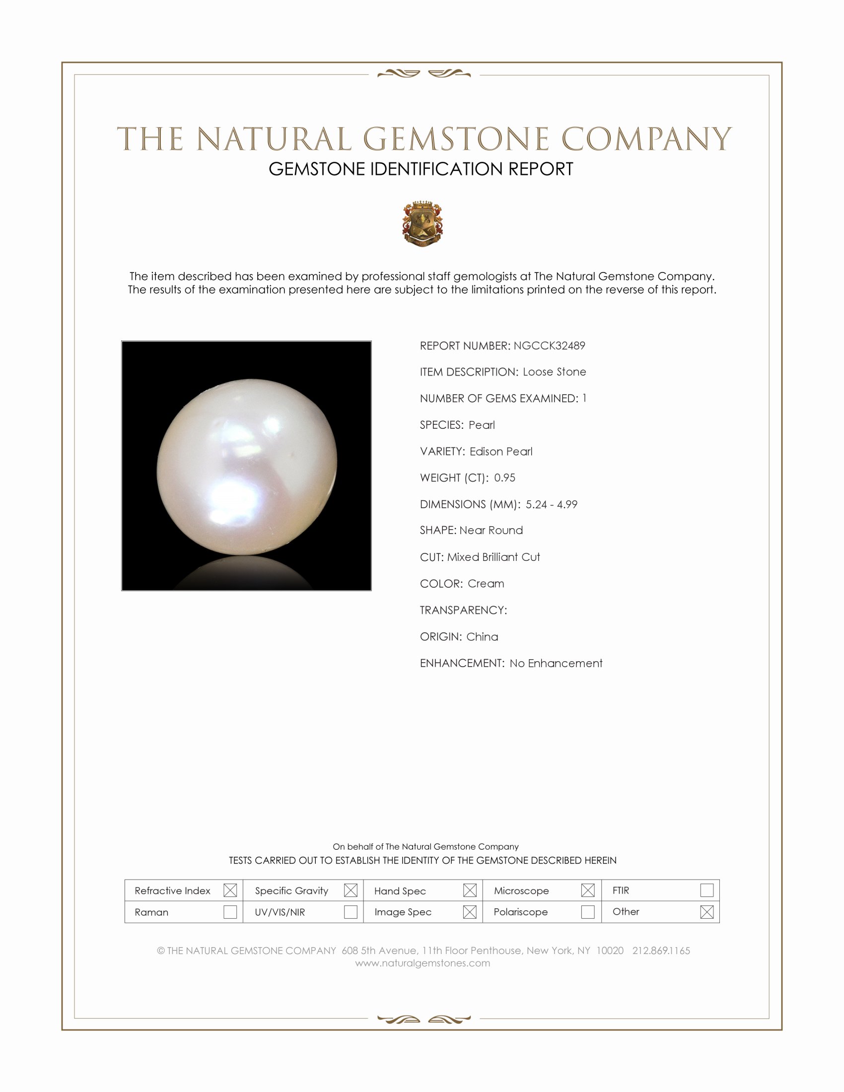 0.95 Ct. Cream Edison Pearl from China