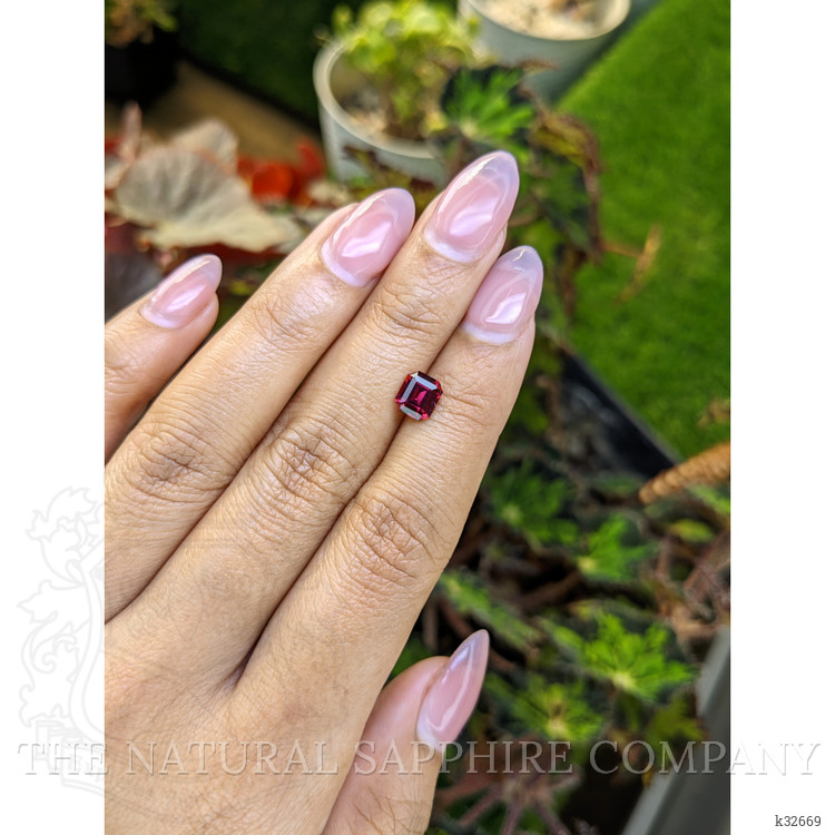 1.24 Ct. Purplish Red Rhodolite Garnet from Ceylon (Sri Lanka)