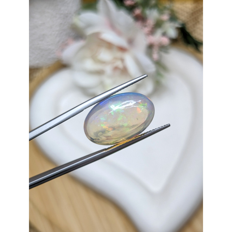10.72 Ct. Multi Color Cabochon White Opal (Light Opal) from Ethiopia