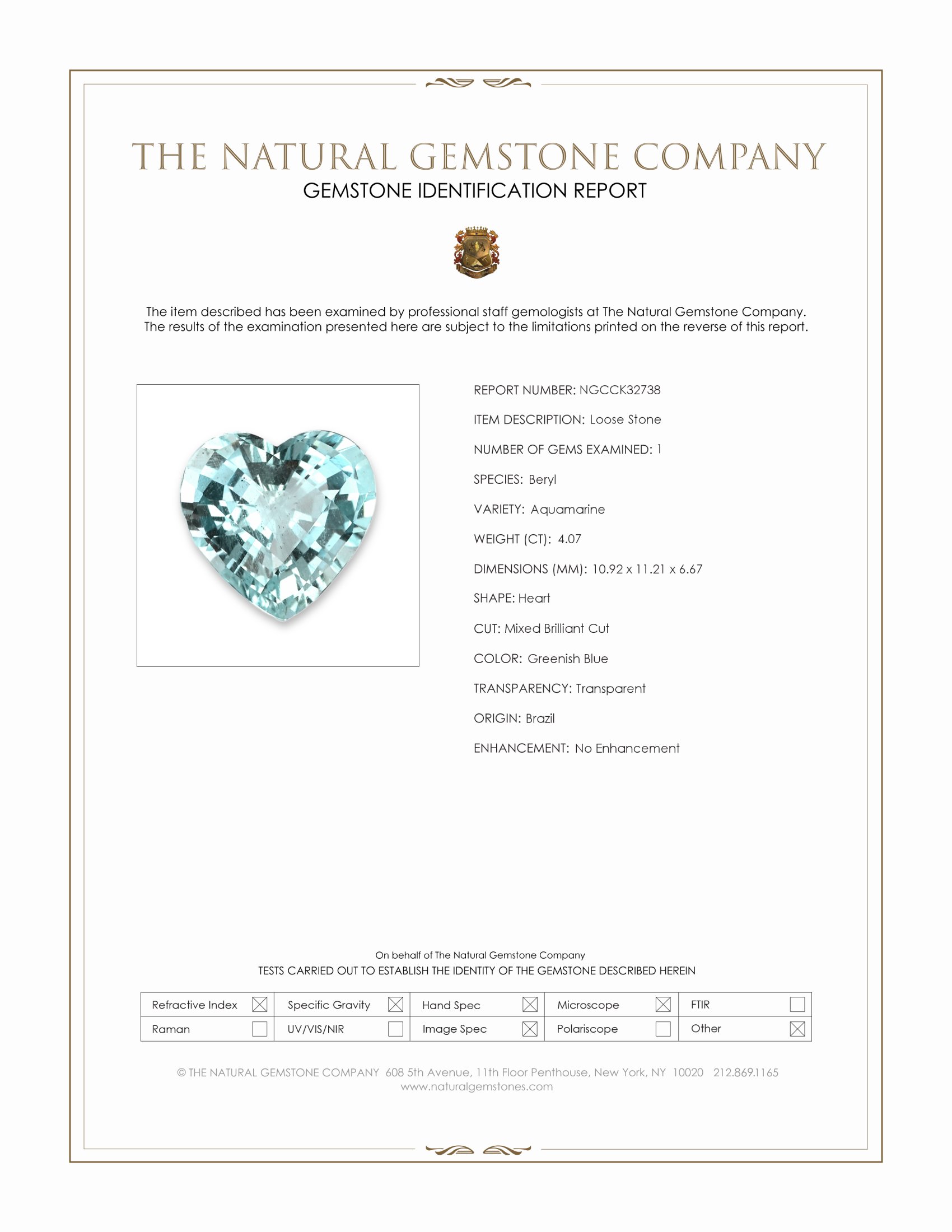 4.07 Ct. Greenish Blue Aquamarine from Brazil
