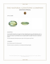 1.39 Ct. Yellowish Green Zircon from Ceylon (Sri Lanka) Appraisal