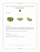 1.57 Ct. Yellowish Green Zircon from Ceylon (Sri Lanka) Appraisal