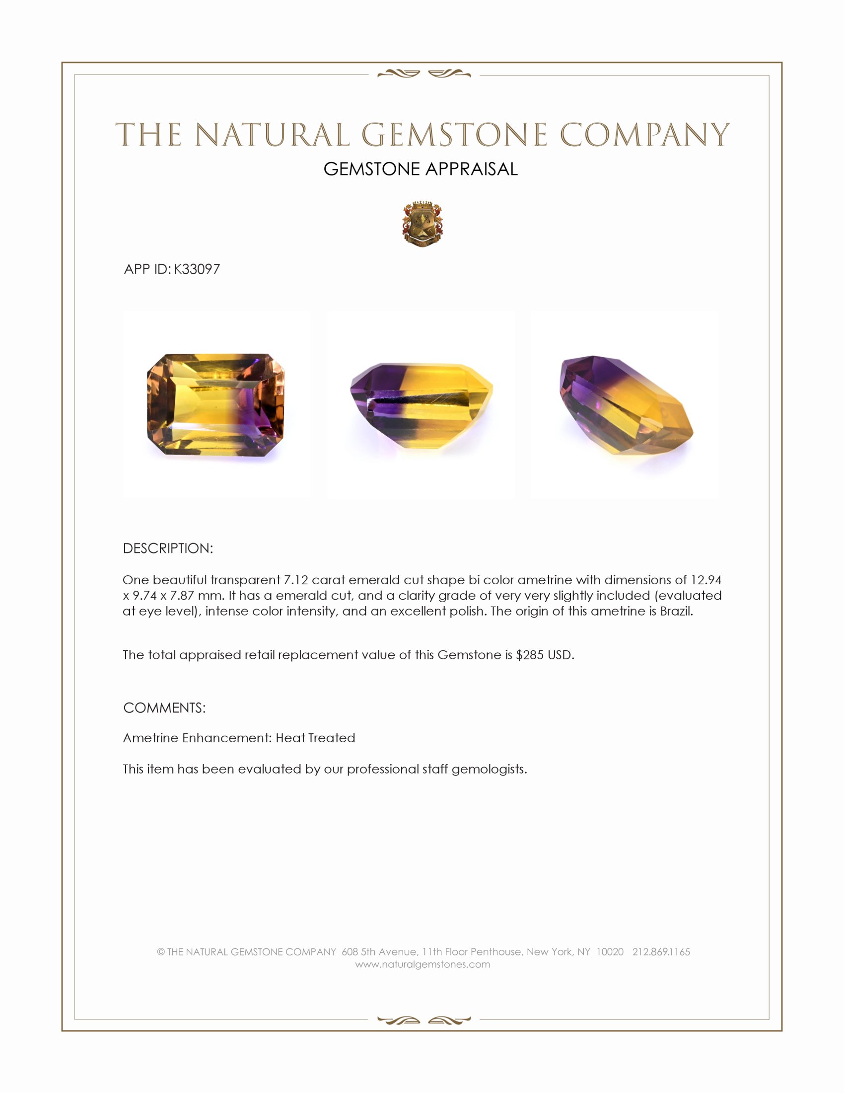 7.12 Ct. Bi Color Ametrine from Brazil