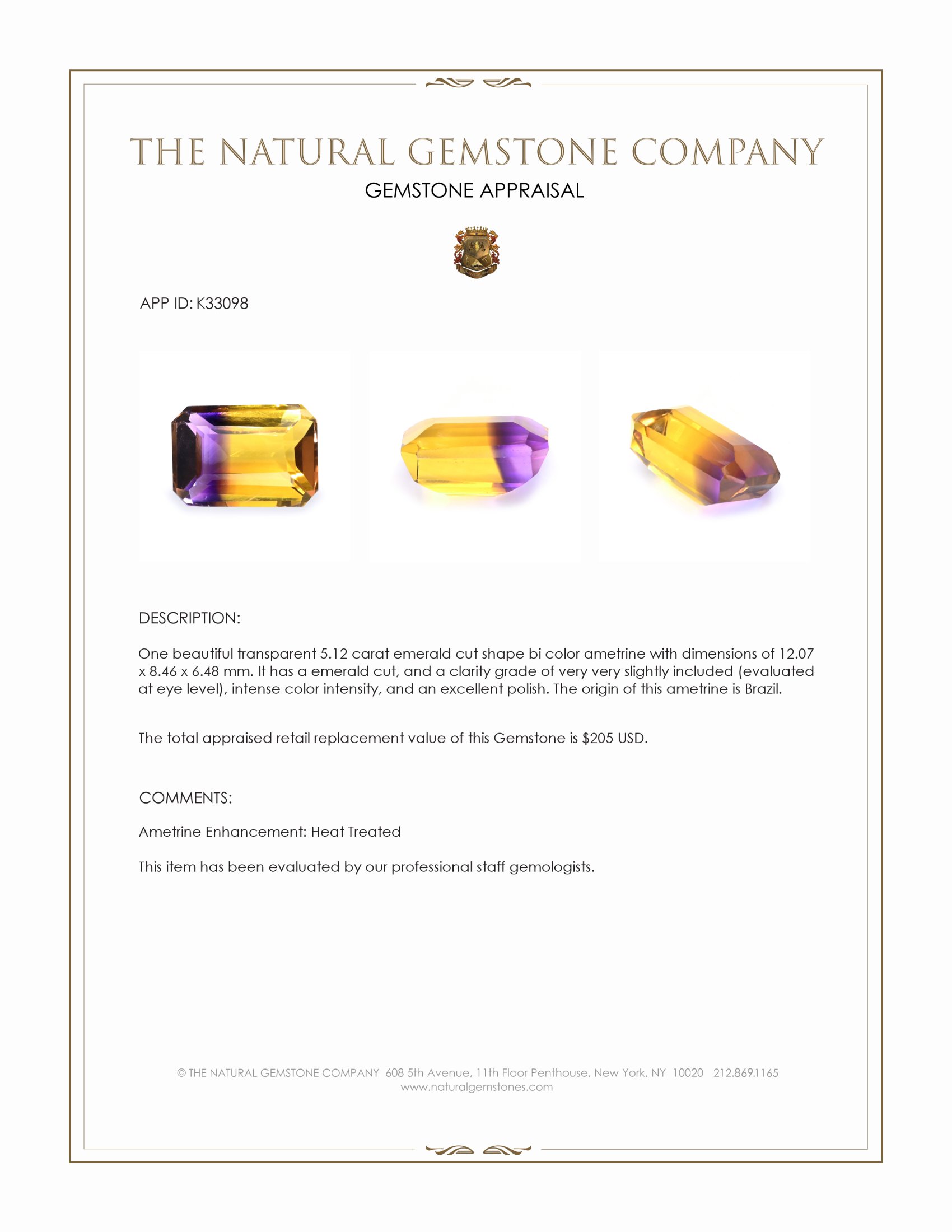 5.12 Ct. Bi Color Ametrine from Brazil