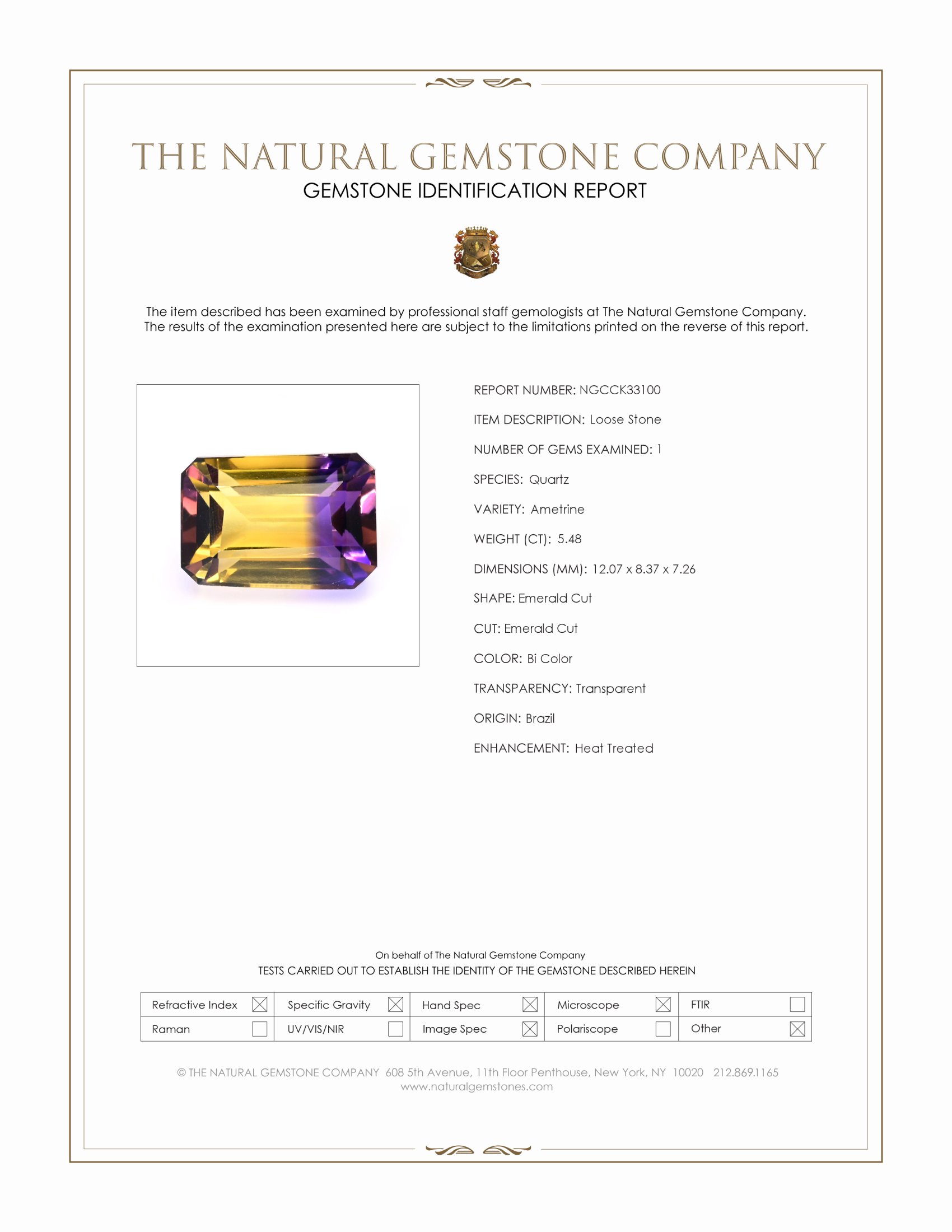 5.48 Ct. Bi Color Ametrine from Brazil