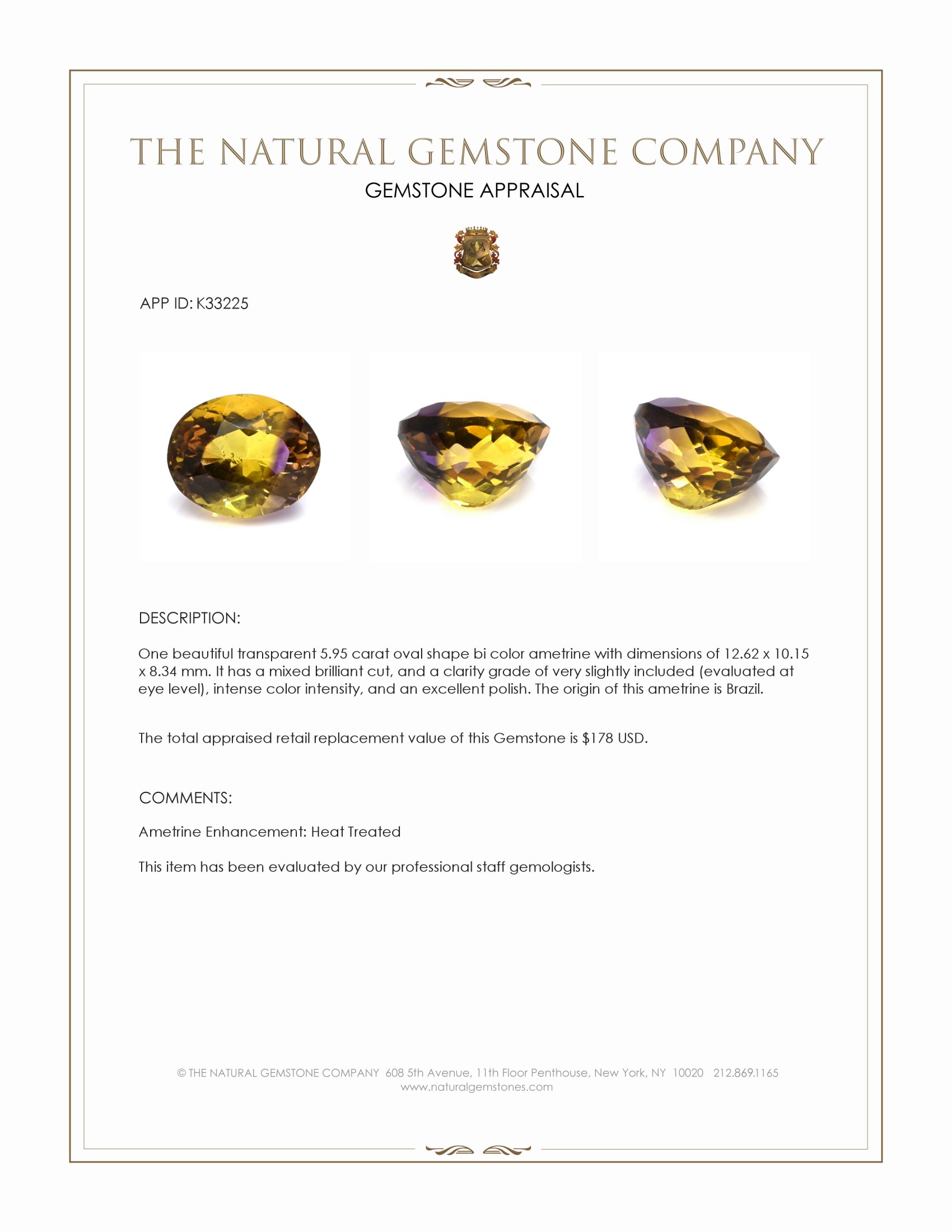 5.95 Ct. Bi Color Ametrine from Brazil