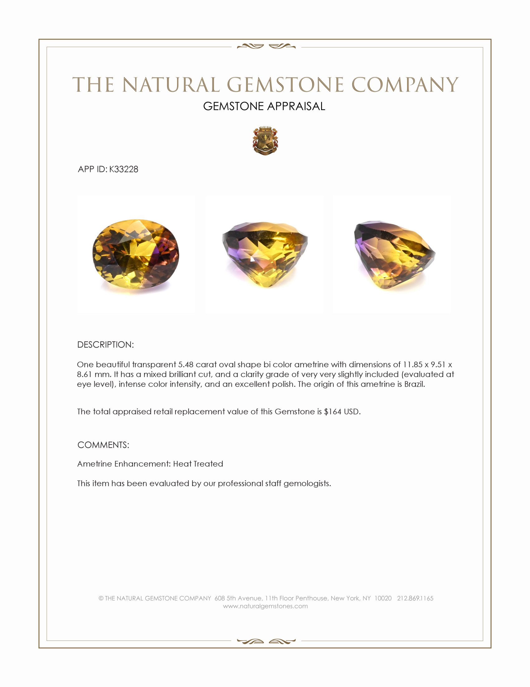 5.48 Ct. Bi Color Ametrine from Brazil