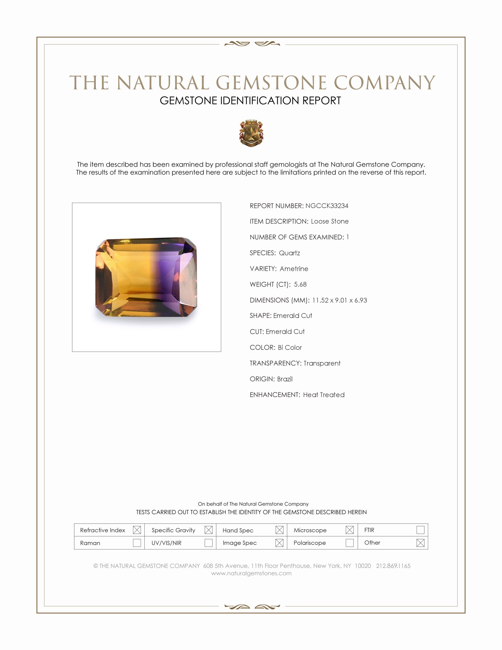 5.68 Ct. Bi Color Ametrine from Brazil