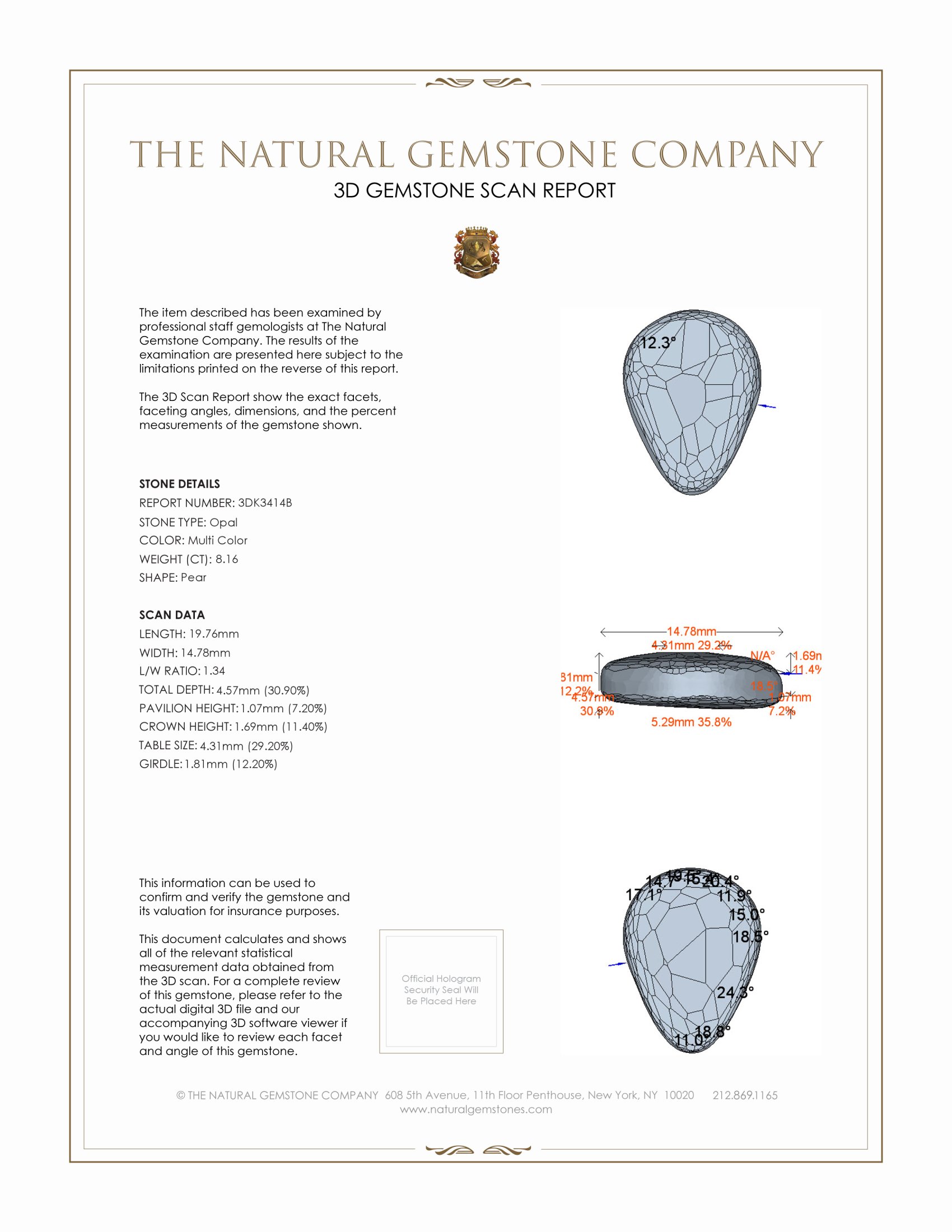 8.16 Ct. Black Opal from Australia