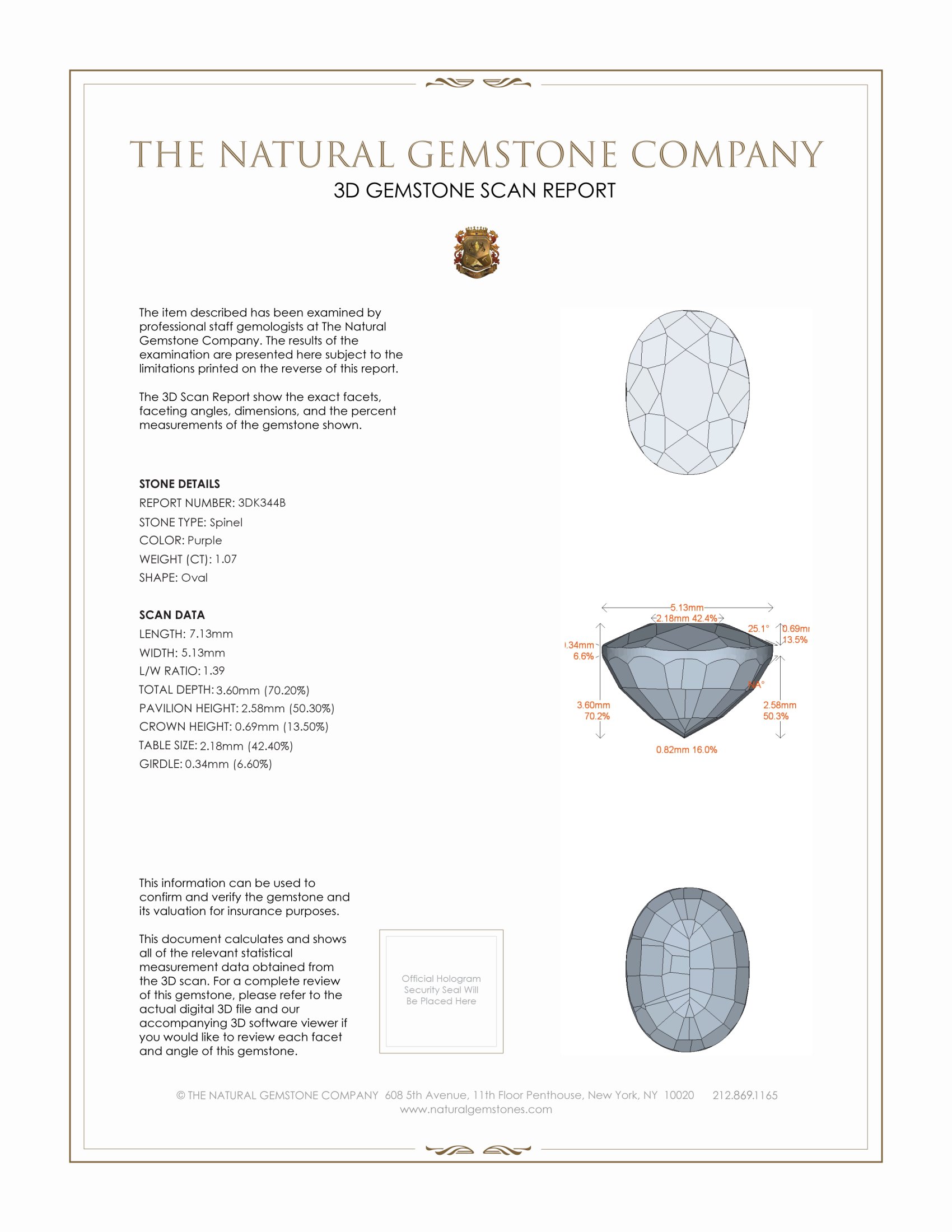 1.07 Ct. Spinel from Ceylon (Sri Lanka)