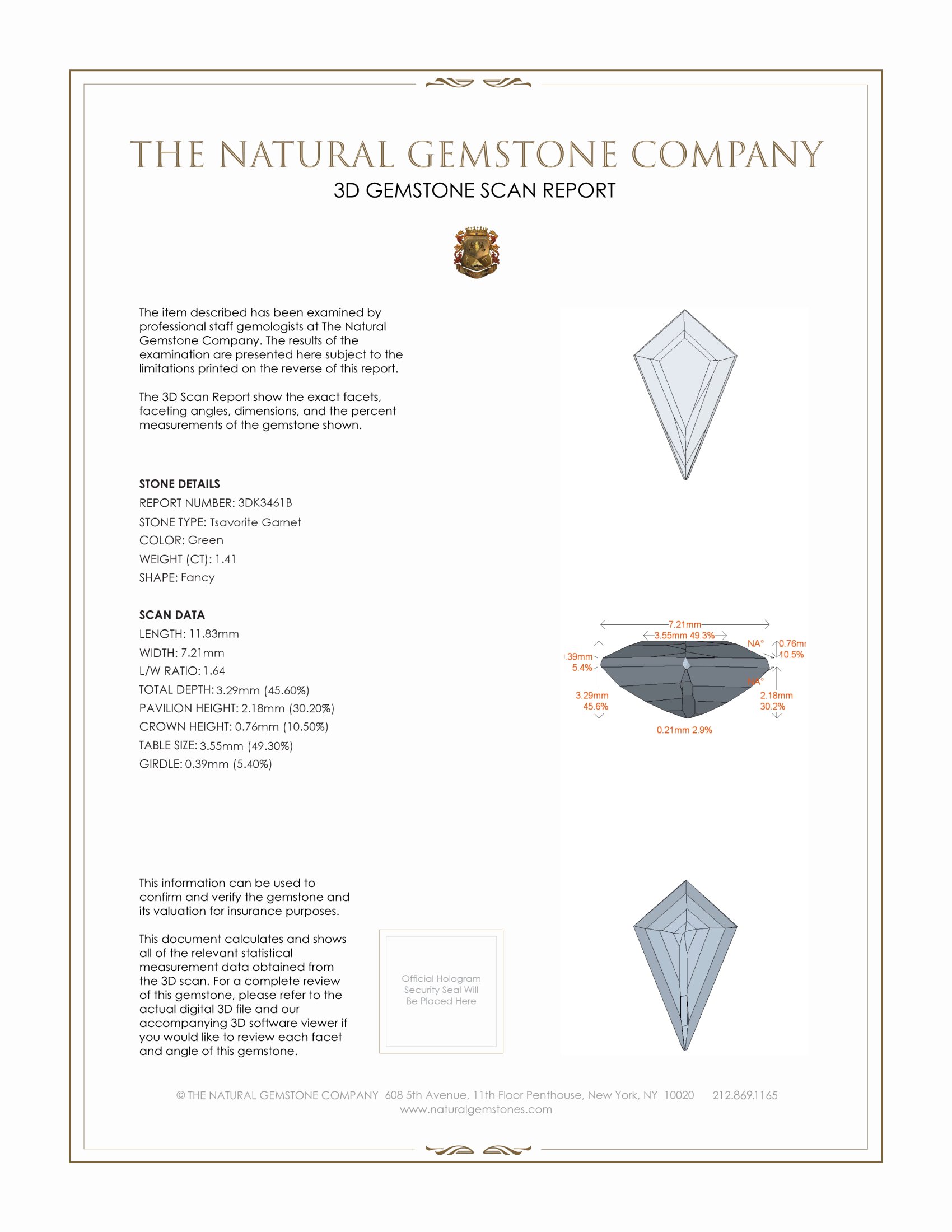 1.41 Ct. Tsavorite Garnet from Tanzania