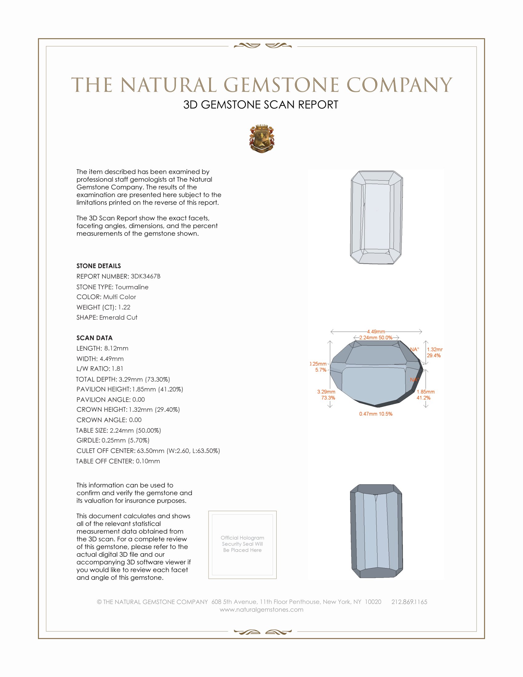 1.22 Ct. Tourmaline from United States