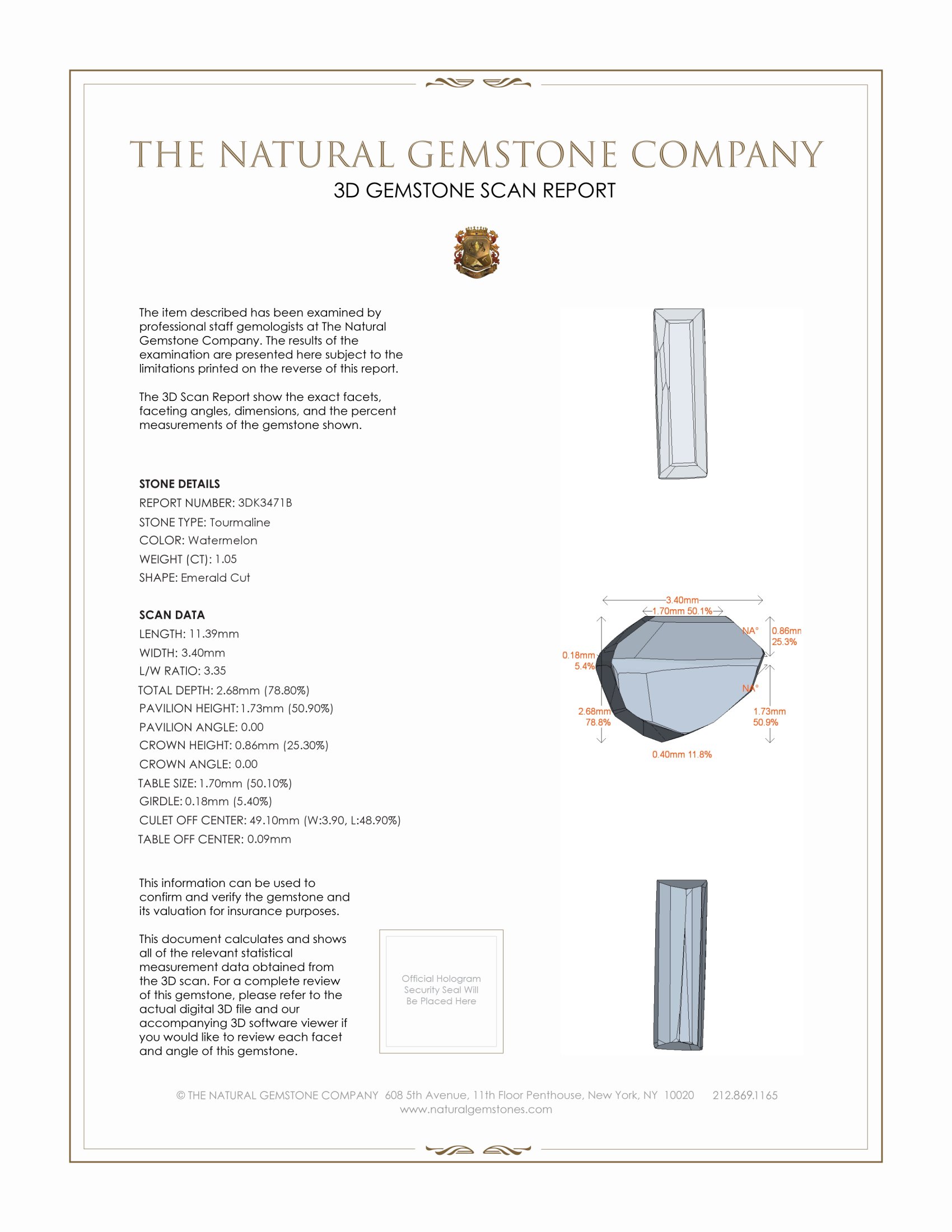 1.05 Ct. Tourmaline from United States