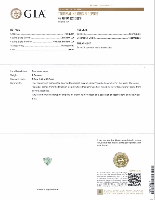 0.56 Ct. Paraiba Tourmaline from Mozambique