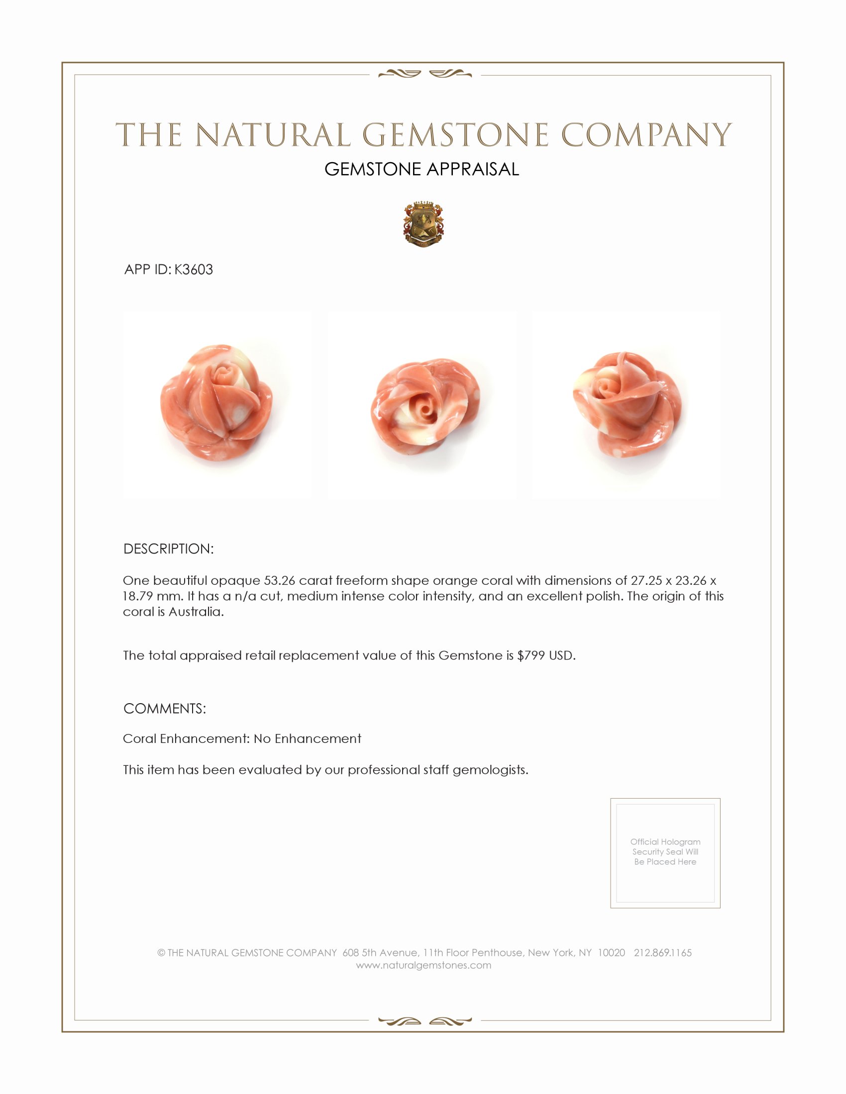 53.26 Ct. Coral from Australia